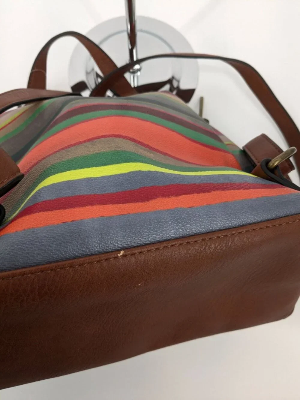 Elliot Lucca Olvera Striped Backpack Purse‎ Festival Boho Faux Leather Statement